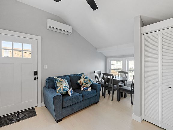 Comfortable seating with a minisplit for heating/cooling and dining space for 4.