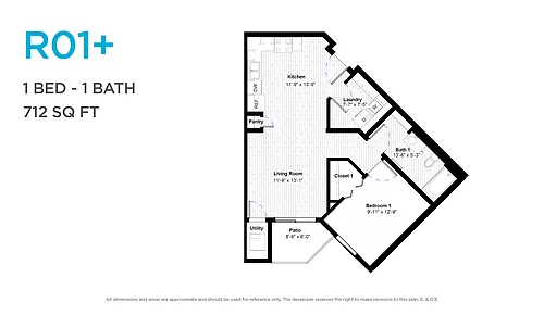 Floor plan One Bedroom One Bath