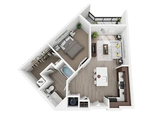 Floor plan One Bedroom One Bath A5