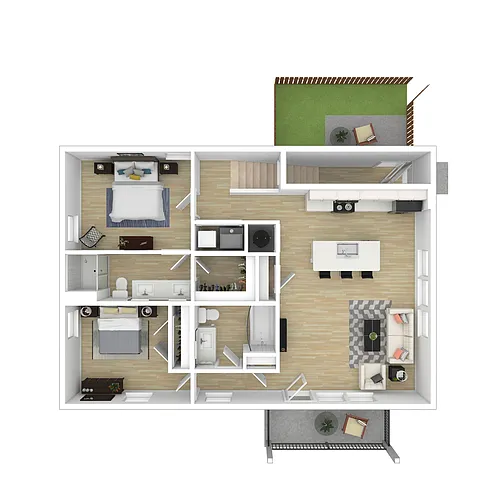 Floor plan 2br Stacked Duplex Upper