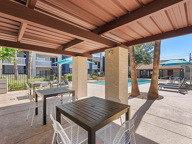 Shaded Pool Lounge Area