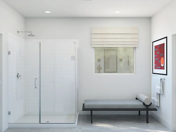 Primary bath with glass shower enclosure