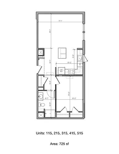 Floor plan Corner One Bedroom