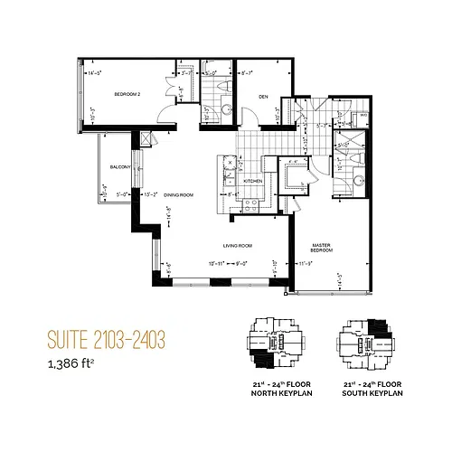 Floor plan 2 Bedroom + Den 2 Bed 2 Bath