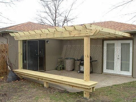 Covered Pergola over patio showing walkouts from Master and Dining Room