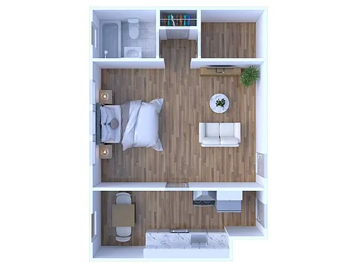 Floor plan Parkwin Apts - Studio, Renovated