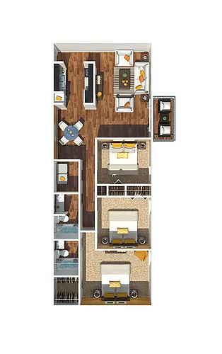Floor plan Three Bedroom | Two Bathroom