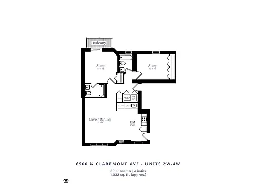 Floor plan 2 Bedroom | 2 Bath (C3)