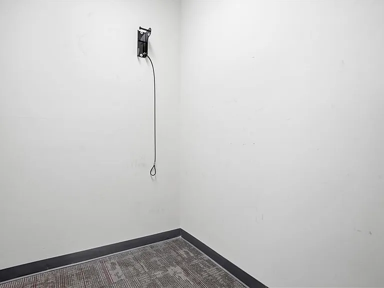 Locked storage room with bicycle lock
