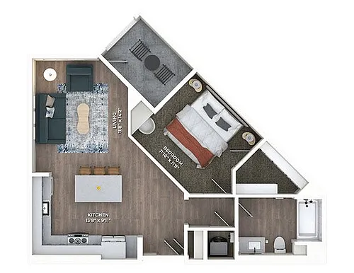 Floor plan A1 One Bedroom