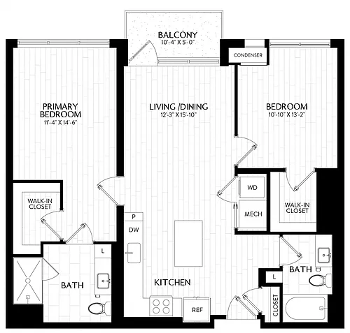 Floor plan 2 Bed/2 Bath-B2M3