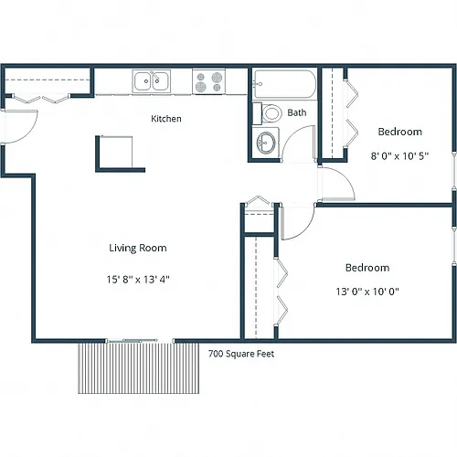 Floor plan Two Bedroom 21A