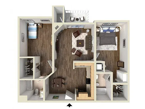 Floor plan 2x2Bc T1