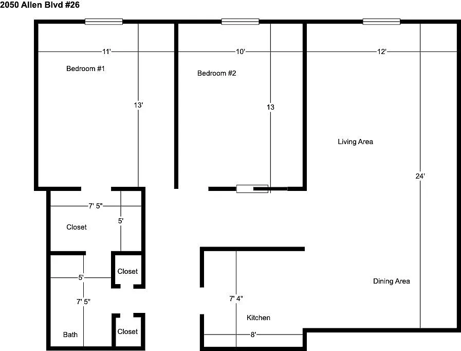 Floor plan 2-Bedroom Second Floor 2050-26