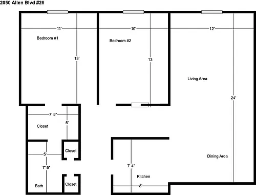 Floor plan 2-Bedroom Second Floor 2050-26