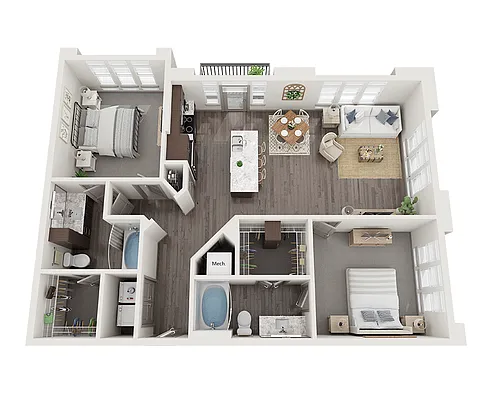 Floor plan Two Bedroom B2J