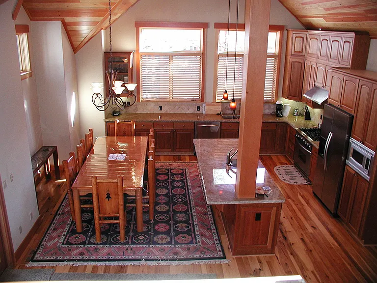 Kitchen and dining table part of great room
