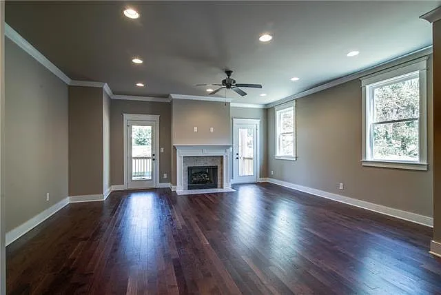 Large open concept living space with gas fireplace!