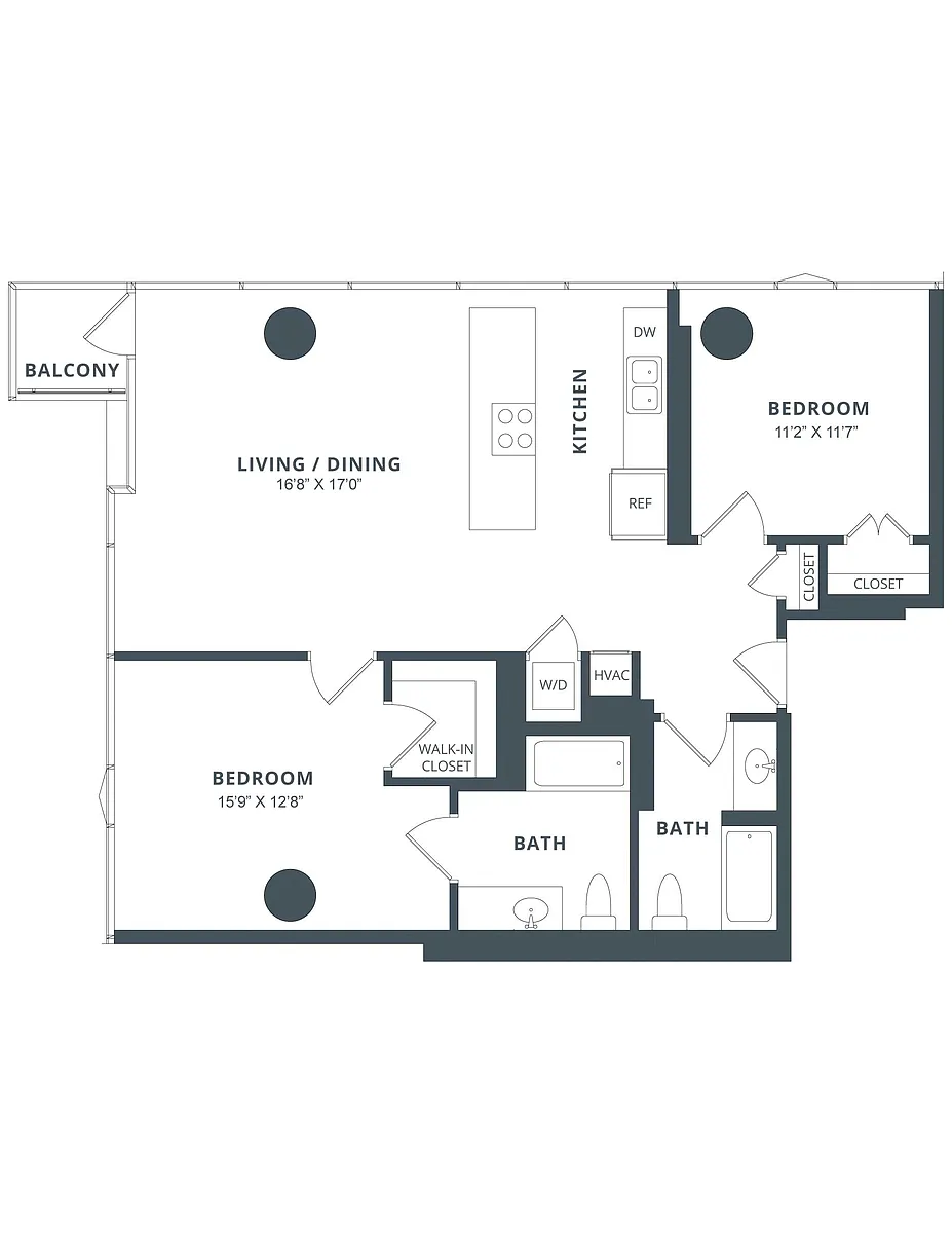 Floor plan 2 Bed/2 Bath-B3