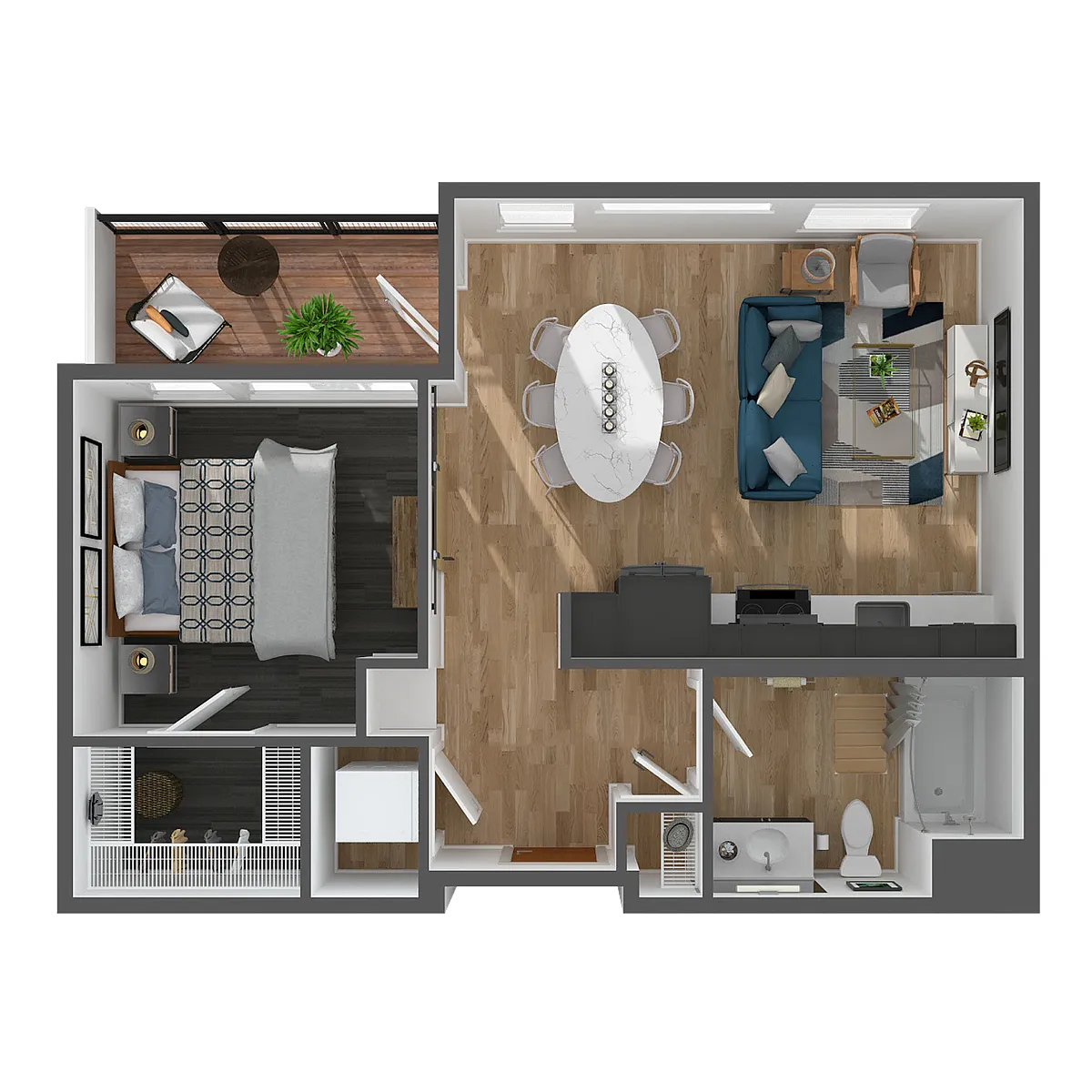 Floor plan 1 Bed, 1 Bath- F