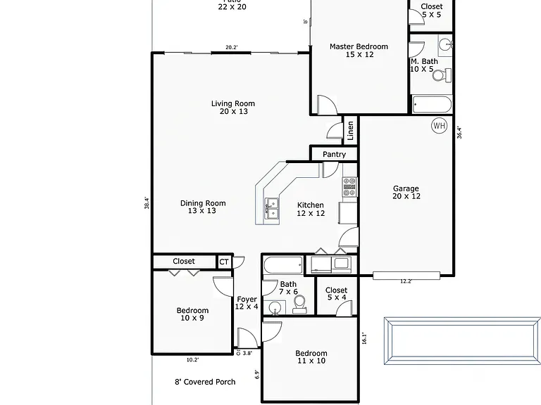 Floor plan. Room listed as Master Bedroom
