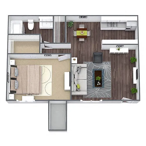 Floor plan A2: 1 Bed 1 Bath