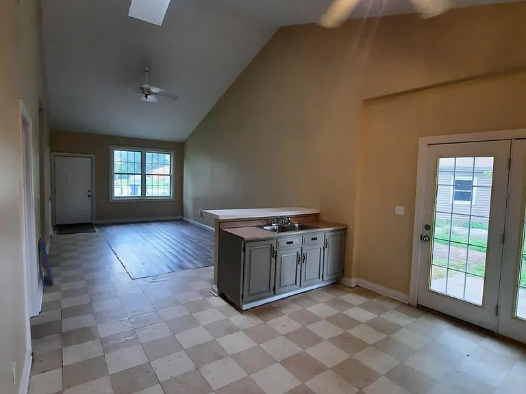 View of kitchen and living room