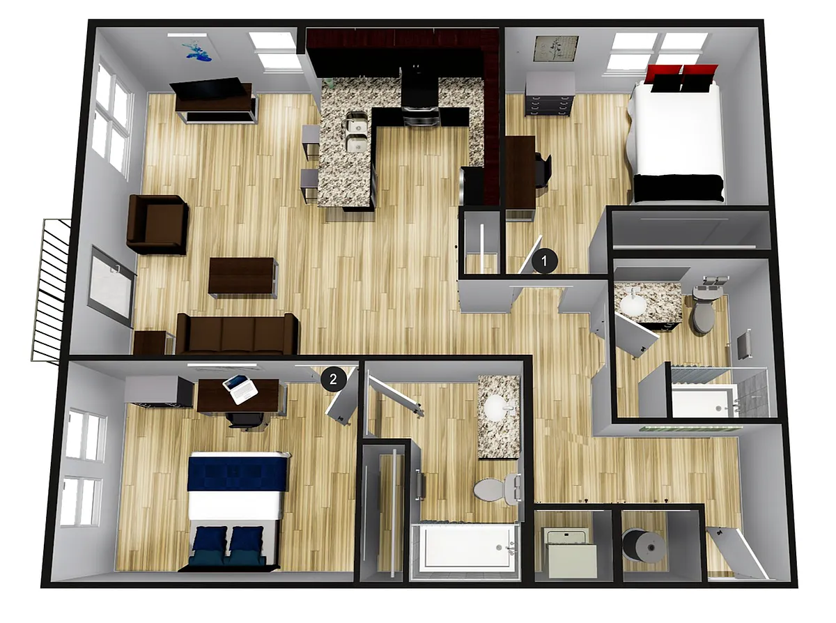 Floor plan D2 - 2X2