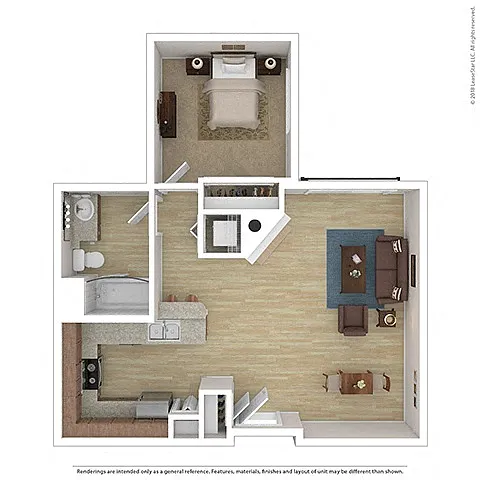 Floor plan 1 Bed 1 Bath A2