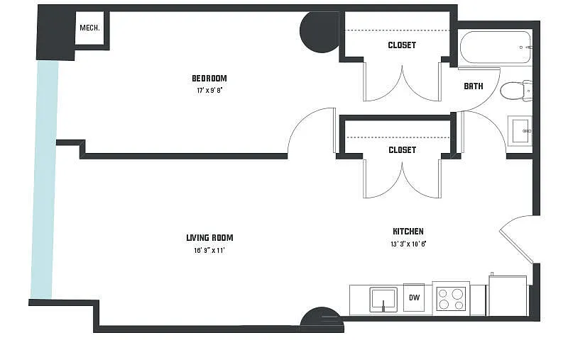 Floor plan A14 One Bedroom