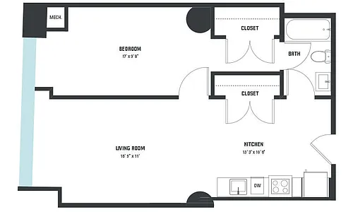 Floor plan A14 One Bedroom