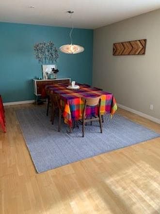 Open dining room; dining table seats 6
