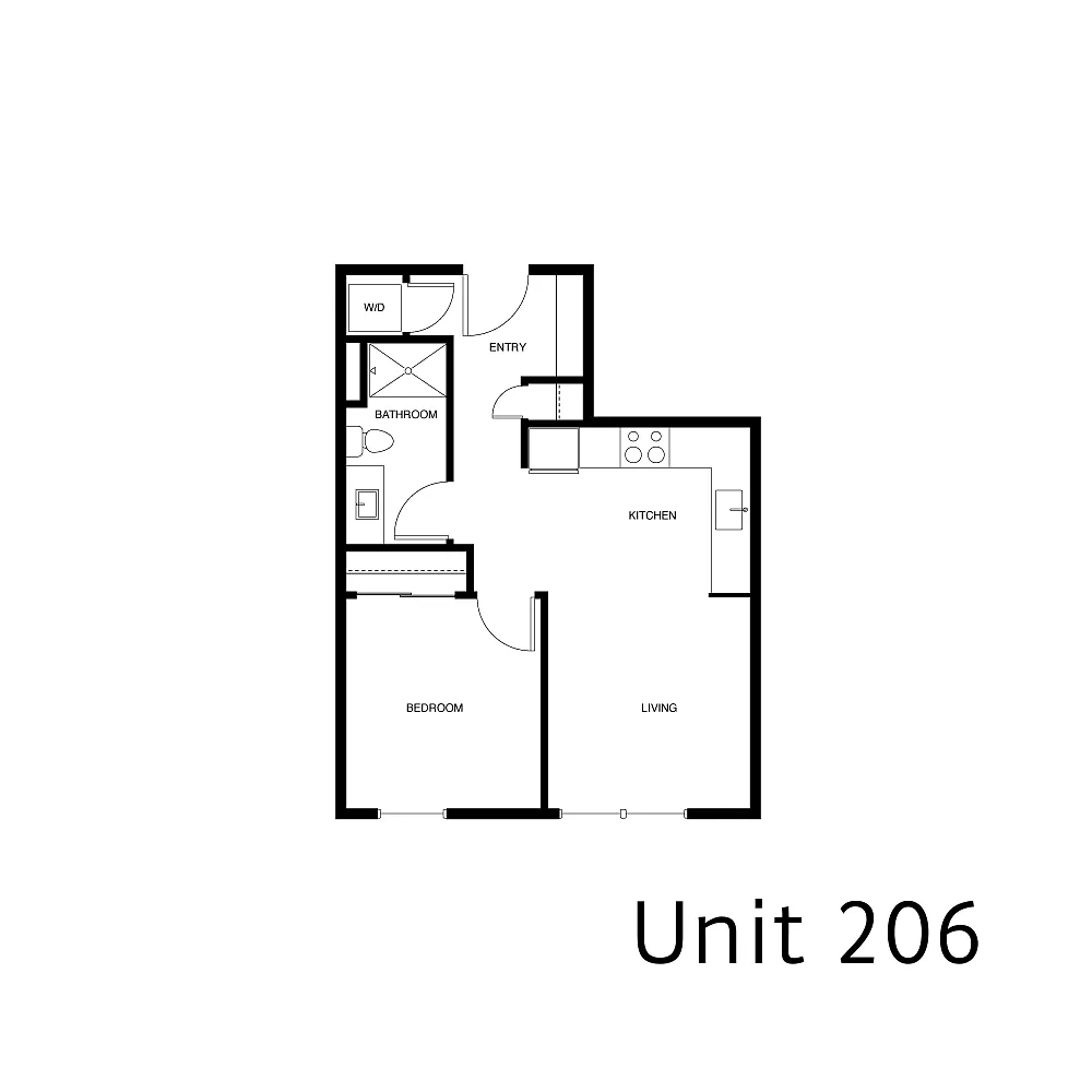 Floor plan 1 Bed 1 Bath - Type 6