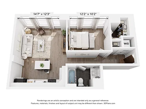 Floor plan 1 Bedroom 1 Bathroom | 704