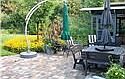 stone patio, garden, screened porch