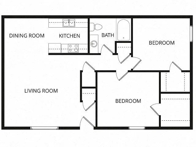 Floor plan 2 Bed 1 Bath