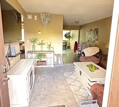 Entry door into living room