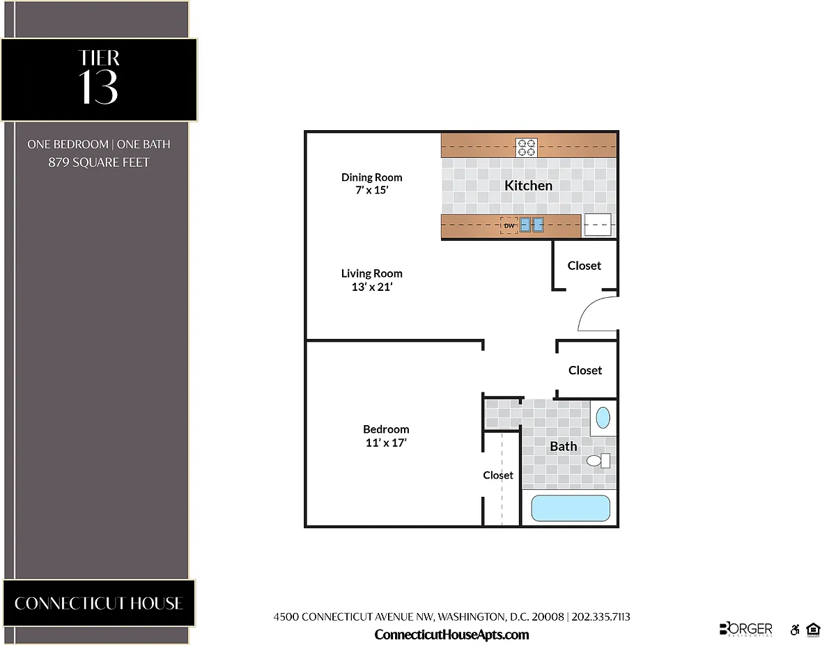 Floor plan 1 Bedroom - 13 Tier