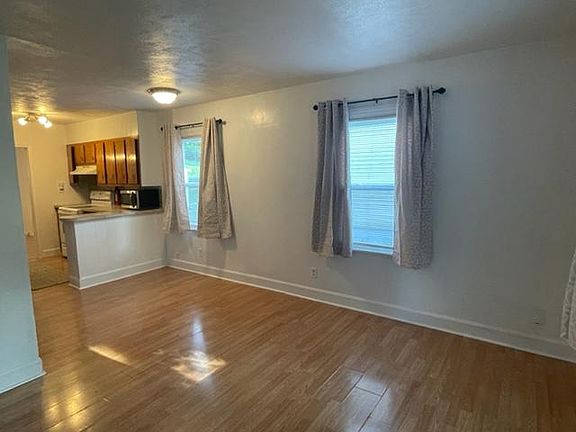 Living room looking into kitchen