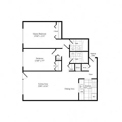 Floor plan 2 Bed | 2 Bath - B2A