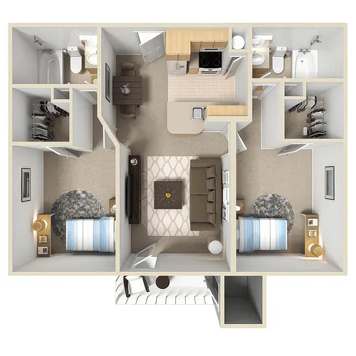 Floor plan Two Bedroom Two Bath