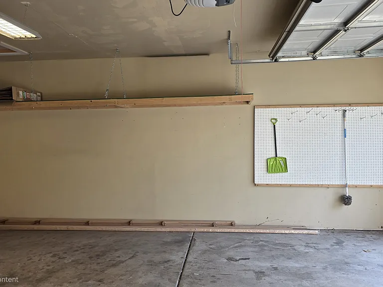 Garage with storage shelves