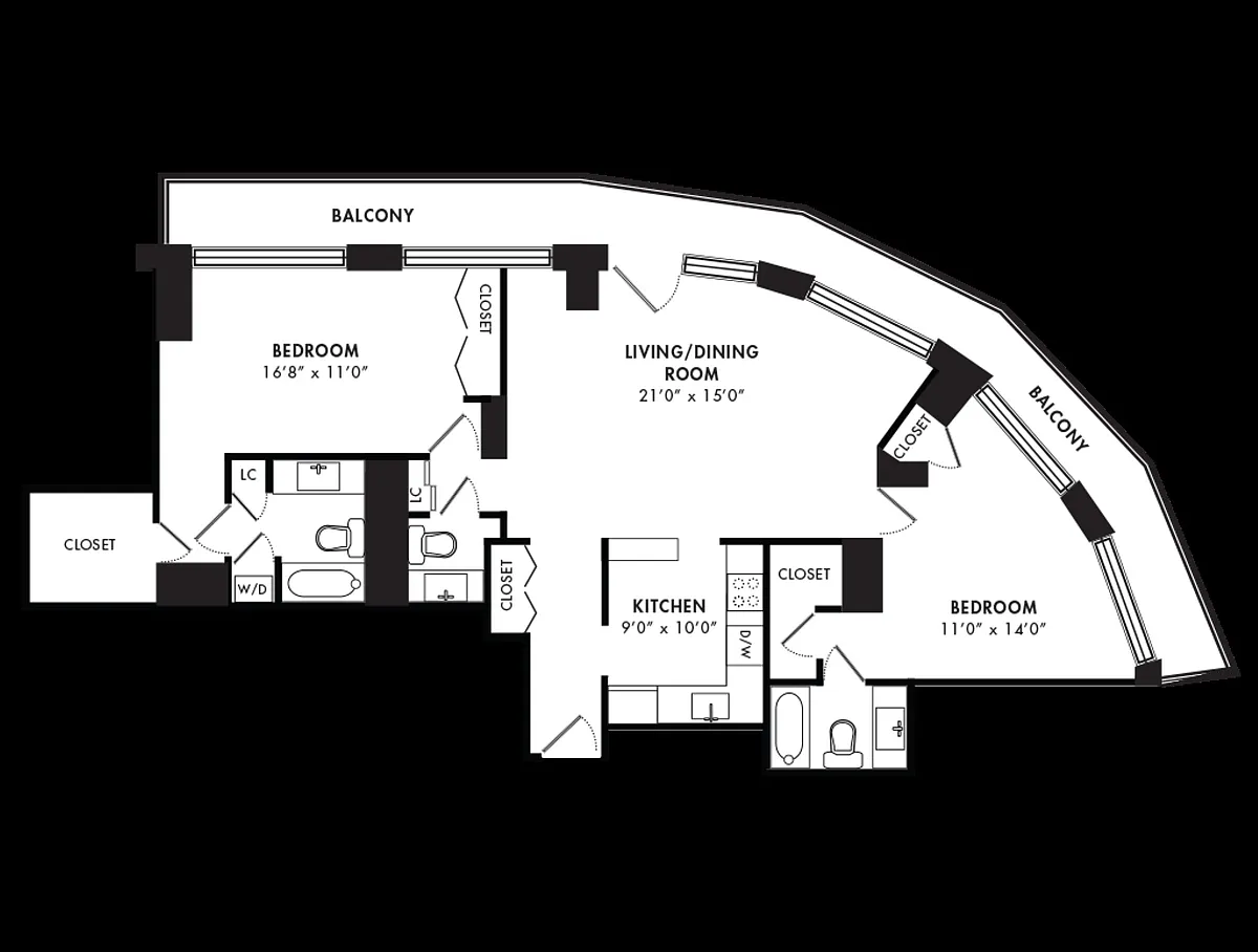 Floor plan 2-BR/2.5BA