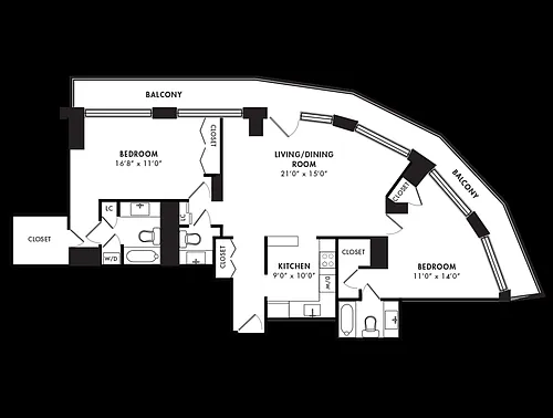 Floor plan 2-BR/2.5BA