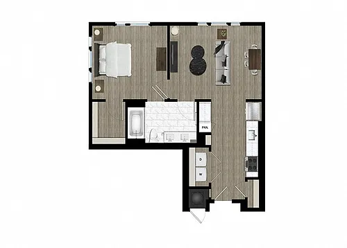 Floor plan One Bedroom (1E)