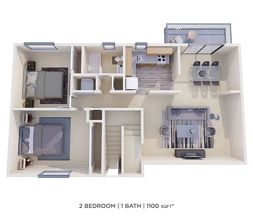 Floor plan Two Bedroom - 1,100 sqft
