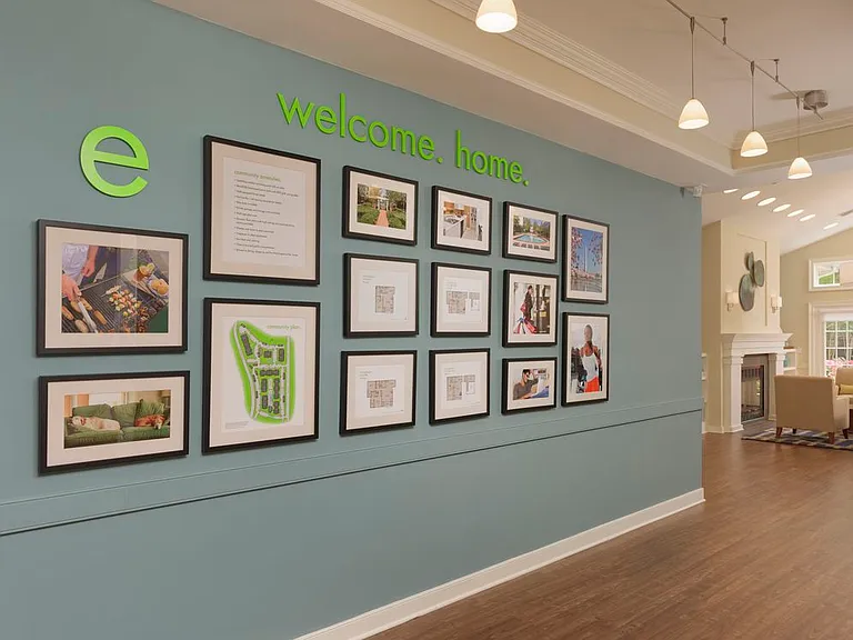 Leasing Center entrance and gallery wall