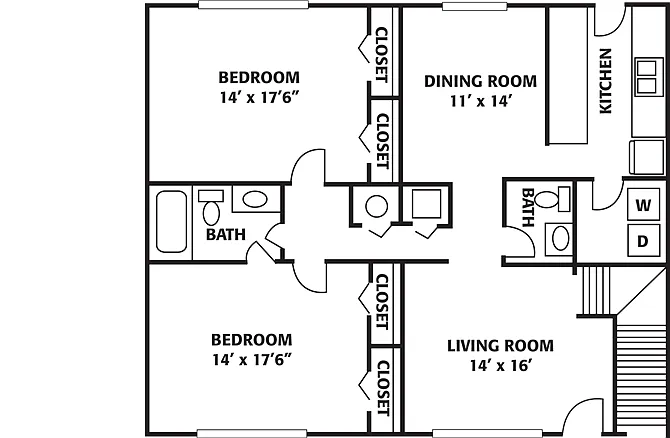 Floor plan Two Bedroom Bailey Cove