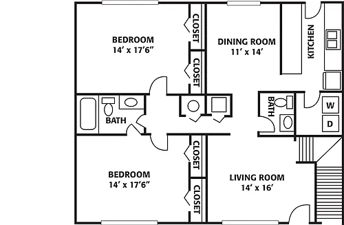 Floor plan Two Bedroom Bailey Cove