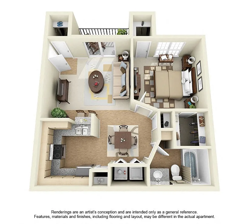 Floor plan 1 Bedroom 1 Bath Plan 4